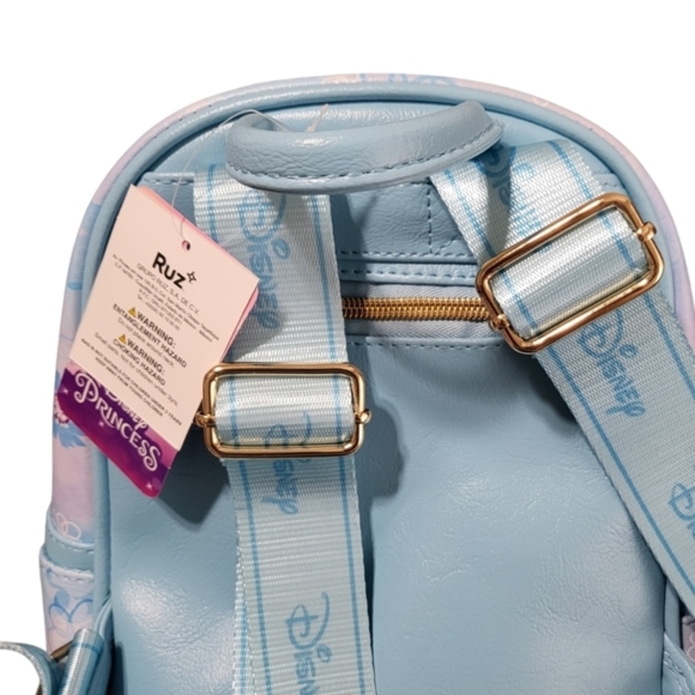 Disney Princess‎ Cinderella Mini Vegan Leather Backpack Blue 11" Bag - Picture 7 of 13